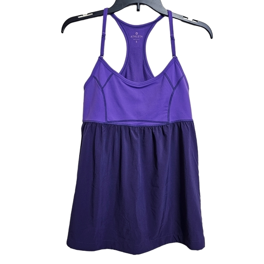 Athleta Retreat Tank Morning Glory Purple Racerback Built in Bra Top Size Small